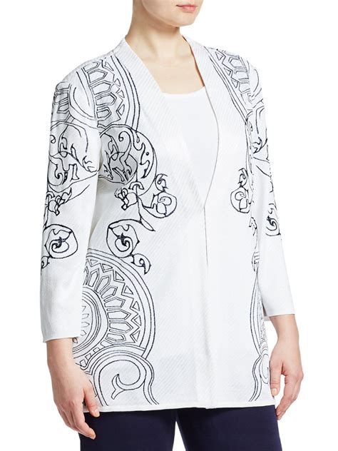 Lyst Misook Plus Size Womens Embroidery Accent Jacket White