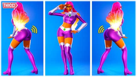 Fortnite X Teen Titans Thicc Starfire Skin Showcased With Dances And Emotes 🍑 ️ Youtube