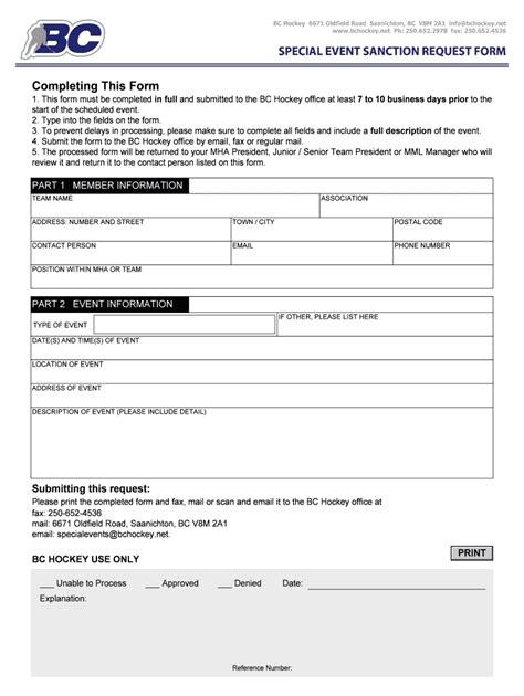 Fillable Online SPECIAL EVENT SANCTION REQUEST FORM Fax Email Print