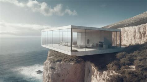 Premium AI Image | A house on a cliff with a view of the ocean and the sky