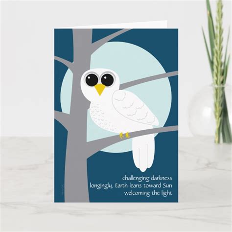 Winter Solstice Haiku Snowy Owl Holiday Card | Zazzle