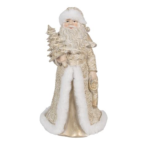 6PR4964 Beeld Kerstman 32 Cm Goudkleurig Polyresin Kerstfiguren