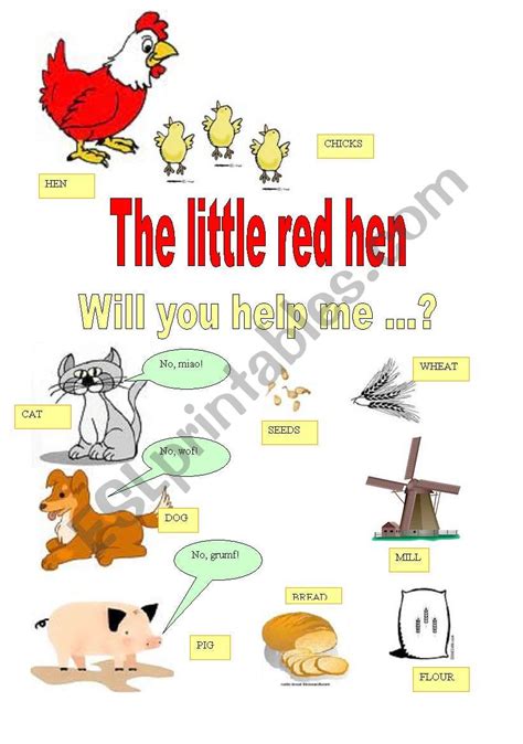 The Little Red Hen Esl Worksheet By Majcek