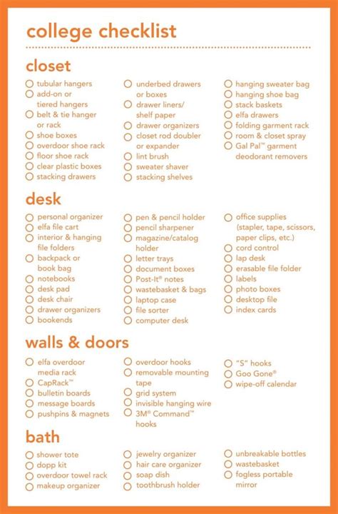 Free Printable College Checklist Templates Pdf Word American