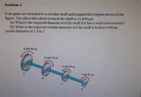 Solved Problem Four Gears Are Attached To A Circular Shaft Chegg