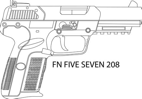 Fn Five Seven Gun Line Art Vector File Laser Engraving Cnc Inspire