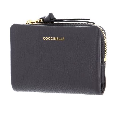 COCCINELLE Porte monnaie gris foncé en cuir pour femme Coccinelle