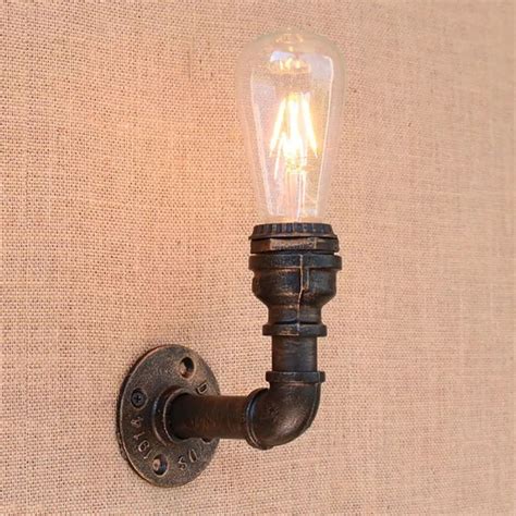 Bronze Metal Wall Mount Light With Naked Bulb Design Single