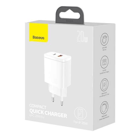 Baseus Compact Quick Charger U C W Us White Autoplay