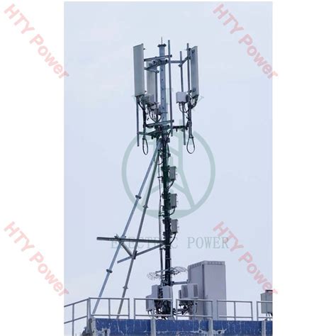 Rooftop Steel Tube Communication Masts Microwave Antenna Gsm Cell