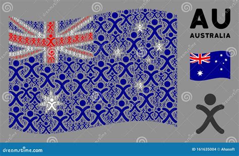 Waving Australia Flag Composition Of X Generation Boy Icons Stock