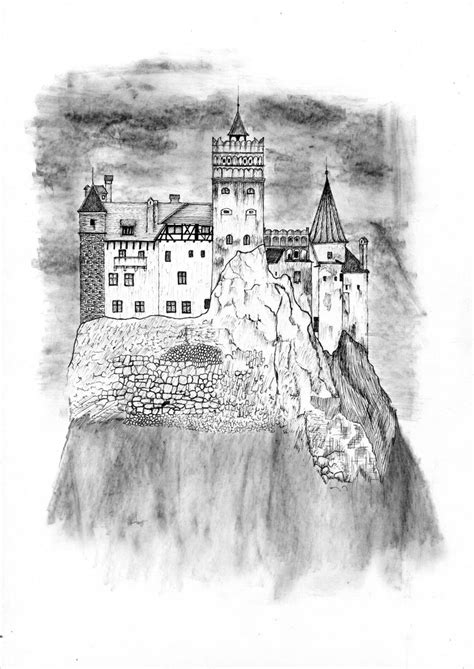 Bran Castle Printable Illustration Drawing Wall Art Decor