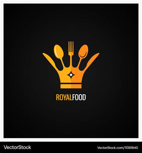 Food logo fork and knife crown background Vector Image