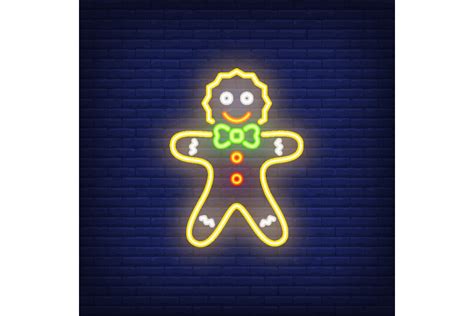 Gingerbread Man Neon Cartoon Character. Graphic by pch.vector · Creative Fabrica