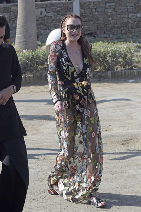 Lindsay Lohan In A Long Floral Dress Spends Her Summer Days At Her