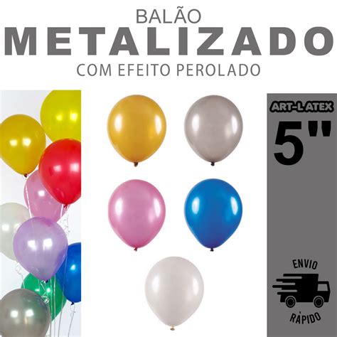 Balão Bexiga Latéx Metalizado Perolado 5 polegadas 25 unidades Art