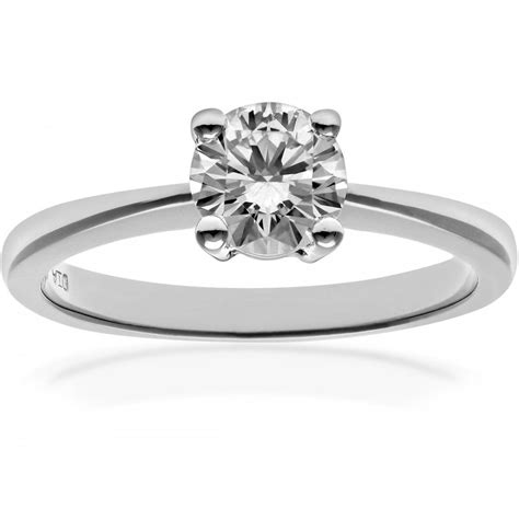 SPARKLD 18ct White Gold Solitaire Engagement Ring H SI Certified 0 75