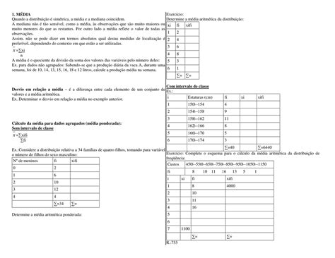 Exercícios Média Moda E Mediana 8 Ano LIBRAIN