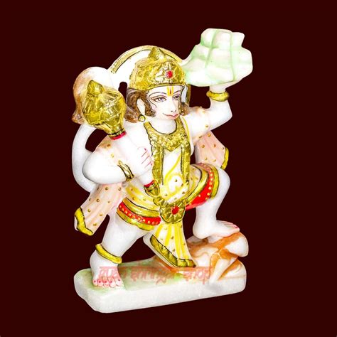 Hanuman Statue In Standing Pose In White Marble Hanuman Ji Idol For