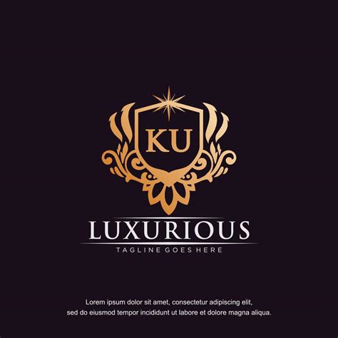 Ku Initial Letter Luxury Ornament Gold Monogram Logo Template Vector