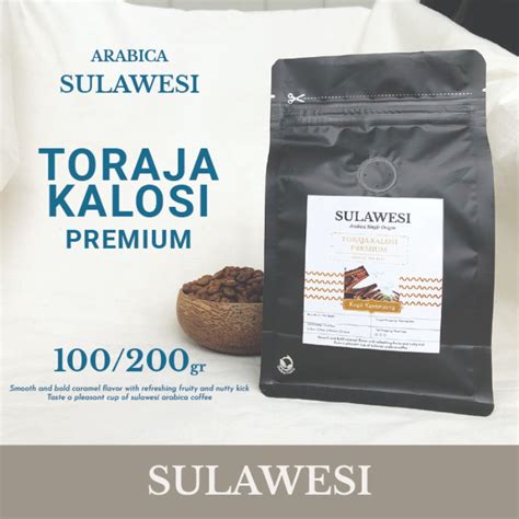 Jual Arabica Sulawesi Toraja Kalosi Premium Kopi Bean Bubuk 100 200gr