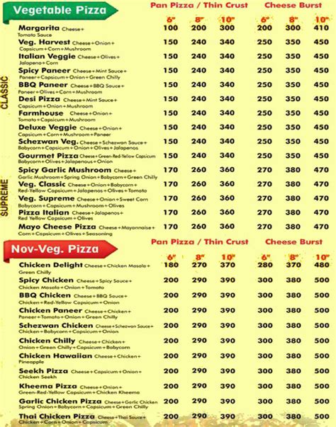 The Pizza Cafe Menu Menu For The Pizza Cafe Dombivali East Thane