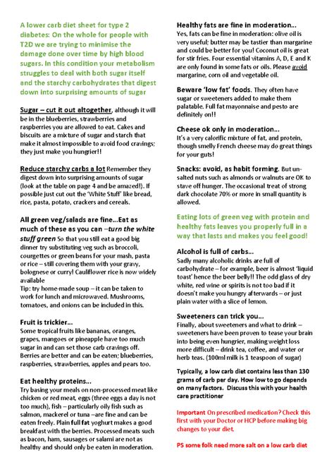 Low Carb Diet Leaflet Unwin 2021 A Lower Carb Diet Sheet For Type 2