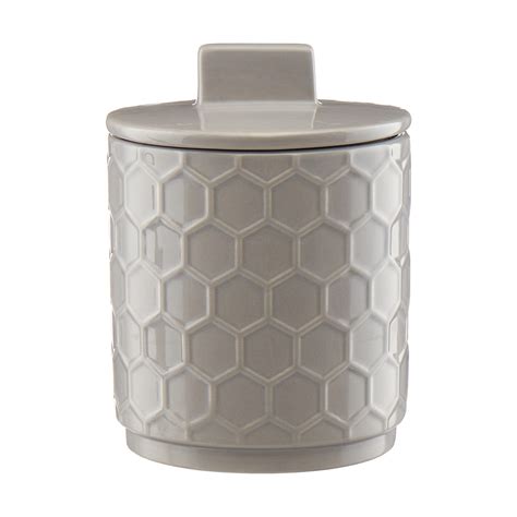 Gray Honeycomb Ceramic Kitchen Canister Medium