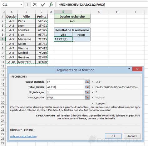 Fonction Excel RECHERCHEV