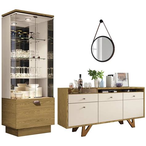 Cristaleira Aruan Buffet Ellora E Espelho Adnet Cm H Off White