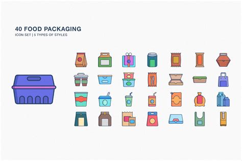 Food Packaging Icon Set Design Cuts