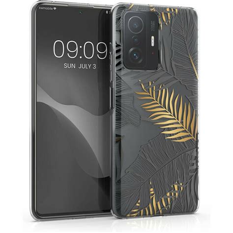 Kwmobile Jungle Back Cover Σιλικόνης με Λουράκι Διάφανη Gold Grey Xiaomi 11t 11t Pro