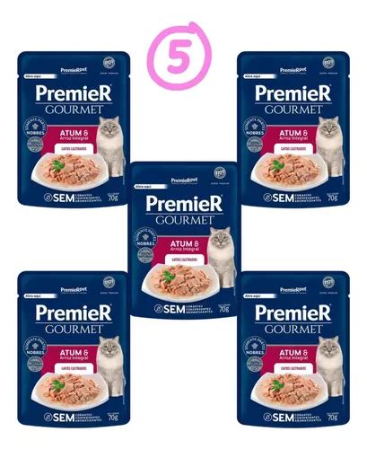 Kit 5 Saches Premier Gourmet Atum Gatos Castrados MercadoLivre