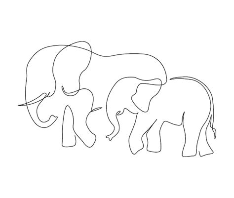 Dibujo Continuo De Una L Nea De Elefante Dise O De Arte De L Nea De