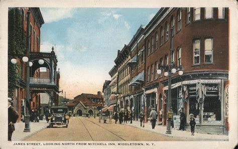 James Street Looking North From Mitchell Inn Middletown Ny Postcard