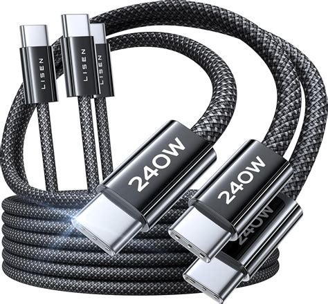 Lisen 240w Usb C Cable [3 Pack 1m 2m 3m] Usb C To Usb C Cable 48 Strand Braid Usbc To Usbc