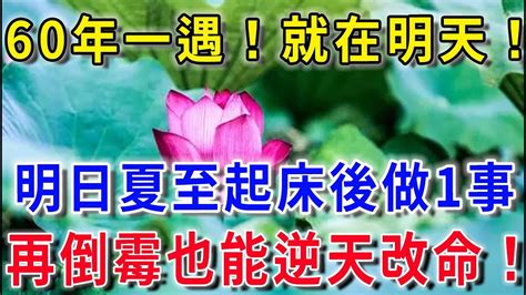 60年一遇！就在明天！明日夏至起床後做1件事，再倒霉也能逆天改命！福報會自己來找你！平安是福 夏至 Youtube