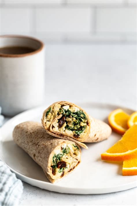 Egg Spinach And Feta Breakfast Wrap Recipe Healthy Breakfast Wraps