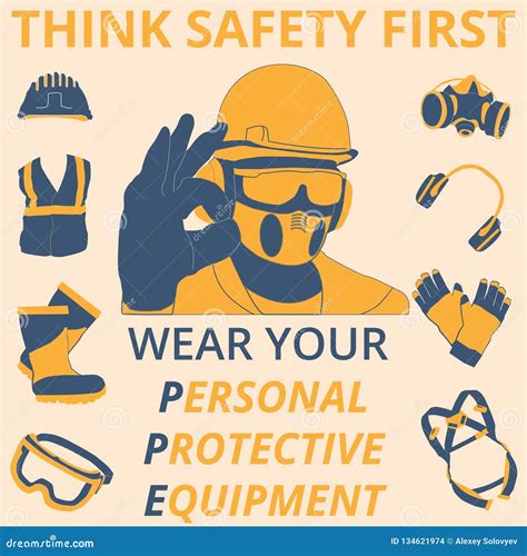 Workplace Golden Safety Use Personal Protective Equipment Warning