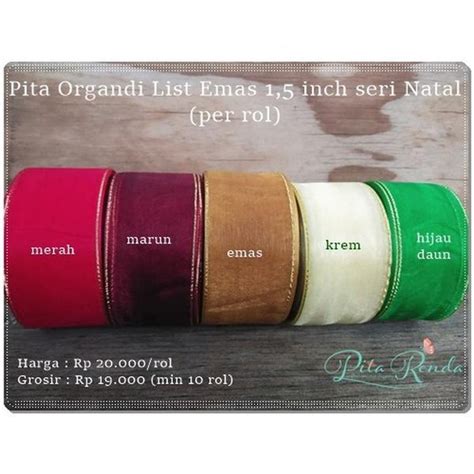 Jual POR 903 Pita Organdi List Emas 1 5 Inch Seri Natal Per Rol Di