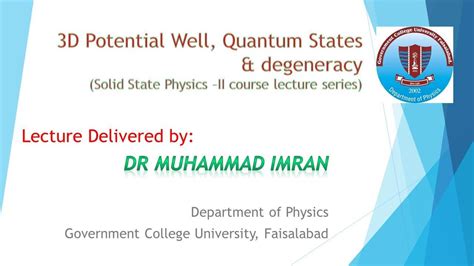 3D Potential Well Quantum States And Degeneracy Solid State Physics