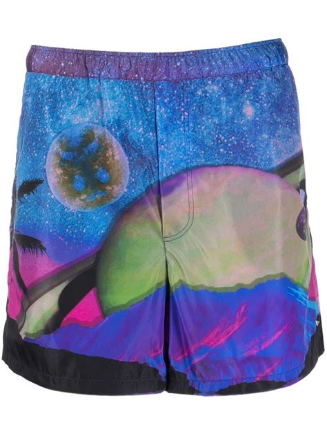 Valentino Garavani Graphic Print Swim Shorts Blue Farfetch Uk