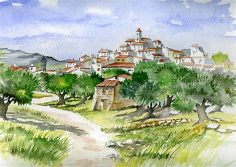 Arts Web Group Galerie Les Oliviers Paysage Aquarelle Image