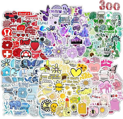 Aufkleber 300 Stück Schöne Bunt Sticker Set Aesthetic Sticker für