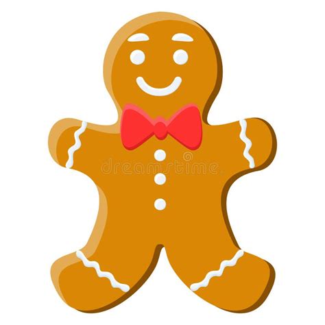 Cute Gingerbread Man Cookie For Christmas Doodle Vector Outline