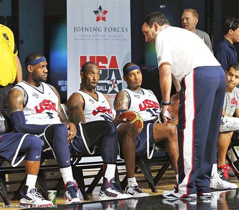 Tbh On Twitter Coach K With Lebron Kobe And Melo During Team Usa