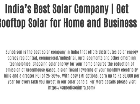 Ppt Indias Best Solar Company Get Rooftop Solar For Home And Business Powerpoint