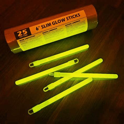 6 Inch Slim Glow Sticks - Yellow Color Long Glow Sticks Bulk