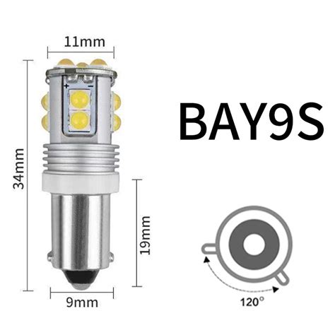 1X T10 W5W Ba9S BaX9S Bay9s T4W H6W H21W LED Bulb Canbus No Error Led