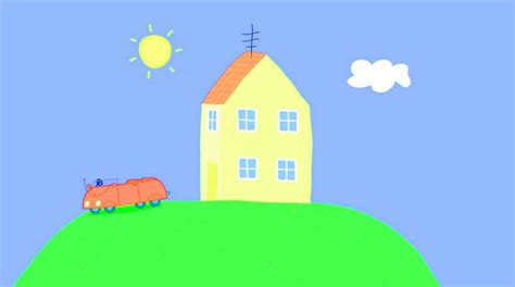 Download Peppa Pig House With Red Car Wallpaper | Wallpapers.com